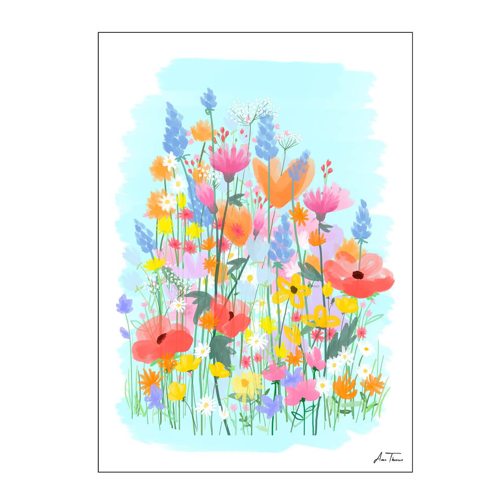 Läs mer om Poster & Frame - Anna Thomsen poster 30x40 cm field of flowers no3