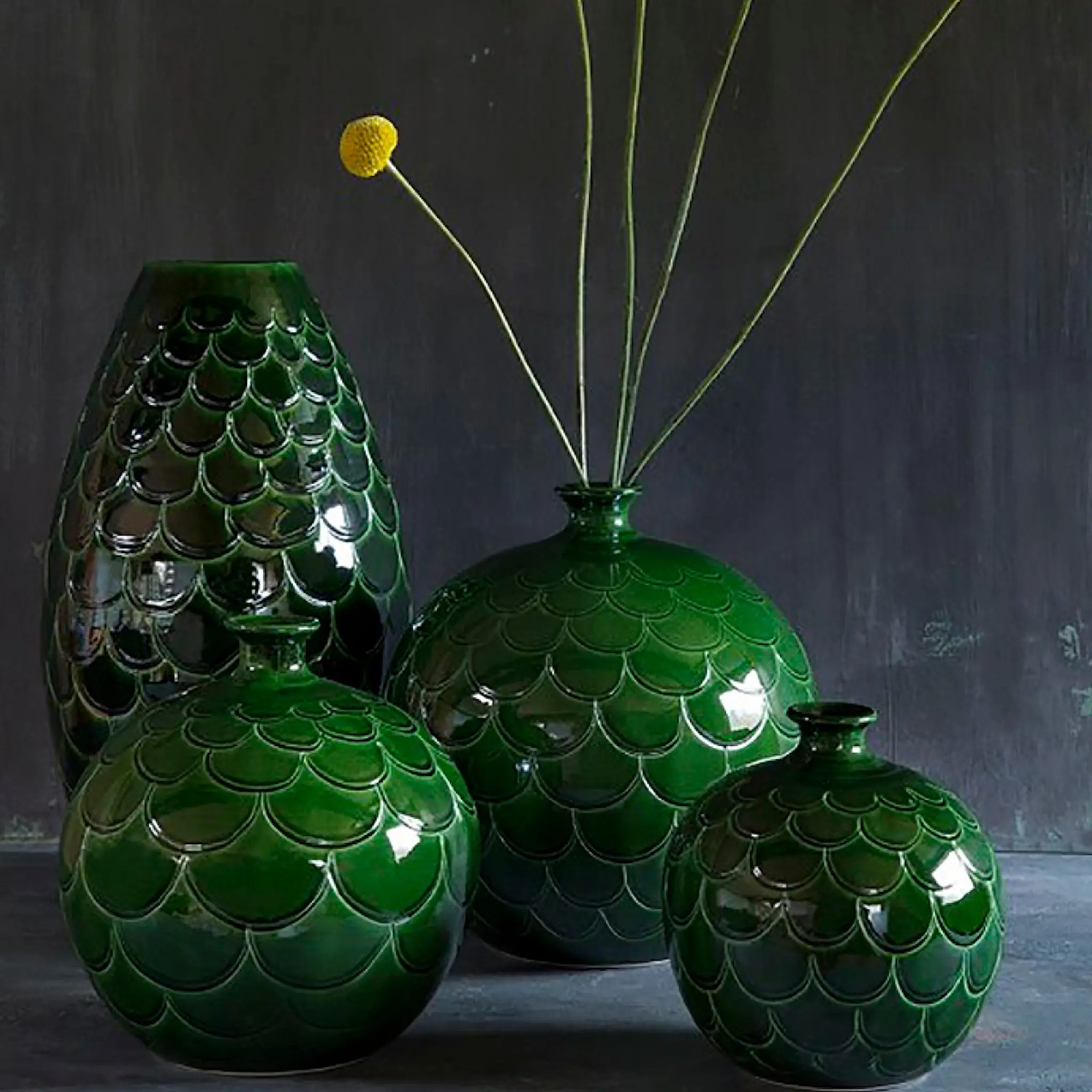 Bergs Potter Misty vase rund 23 cm grønn emerald