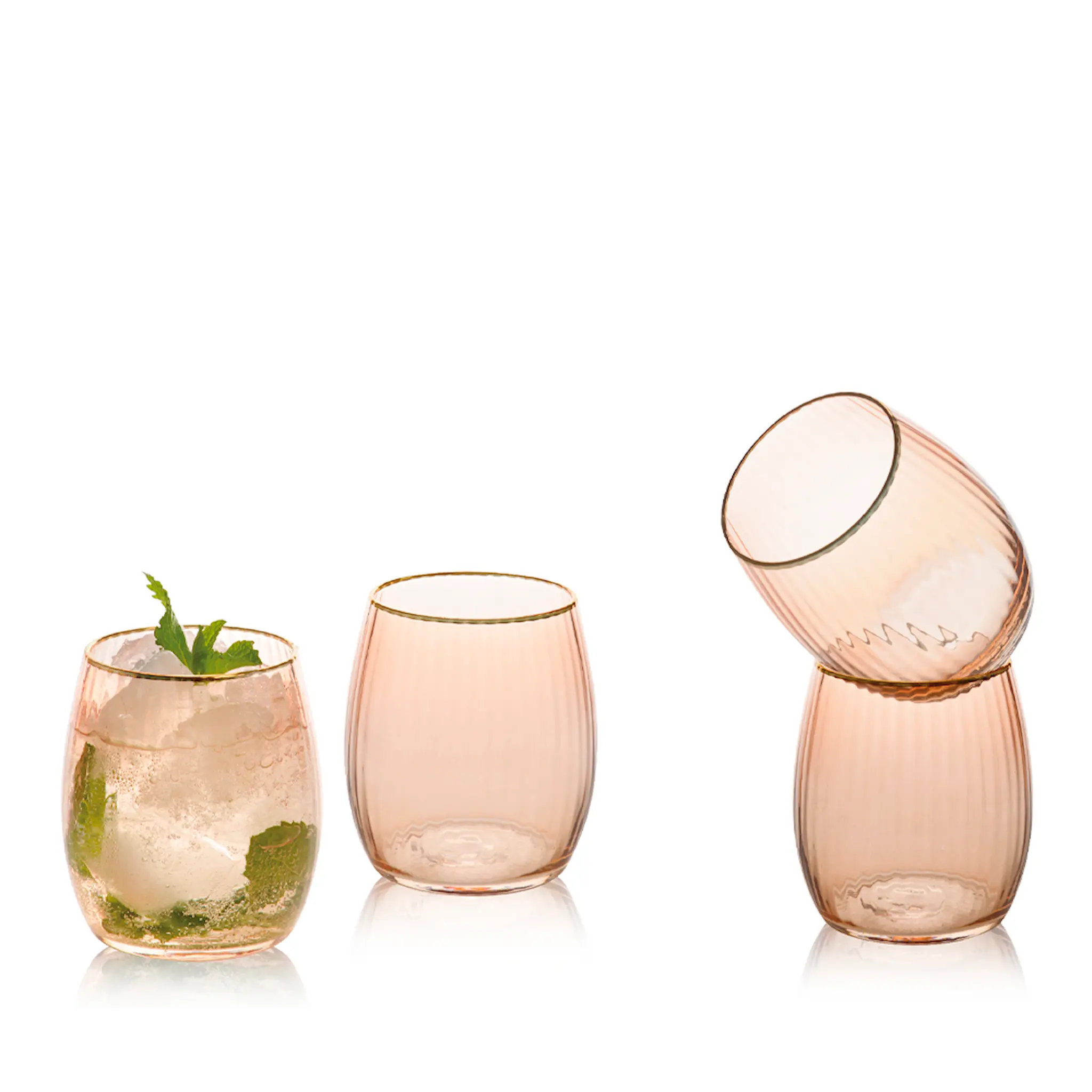 Modern House Vattenglas med Guldkant 45 cl 4-pack Soft Pink