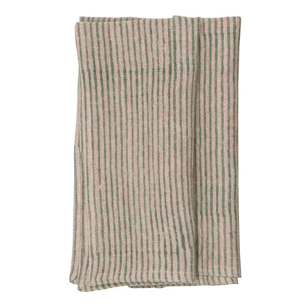 Stripe serviett lin 50x50 cm grønn