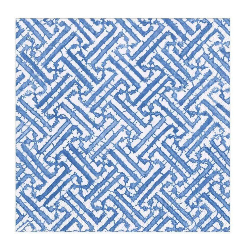 Caspari - Fretwork servett 33x33 cm 20-pack blå/vit