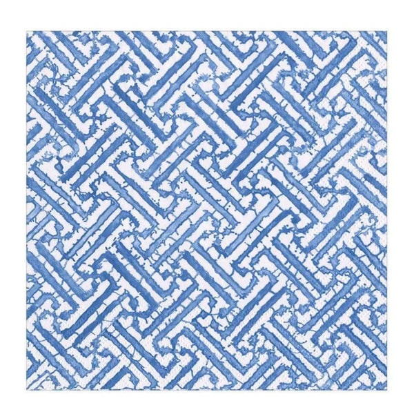 Fretwork servett 33x33 cm 20-pack blå/vit