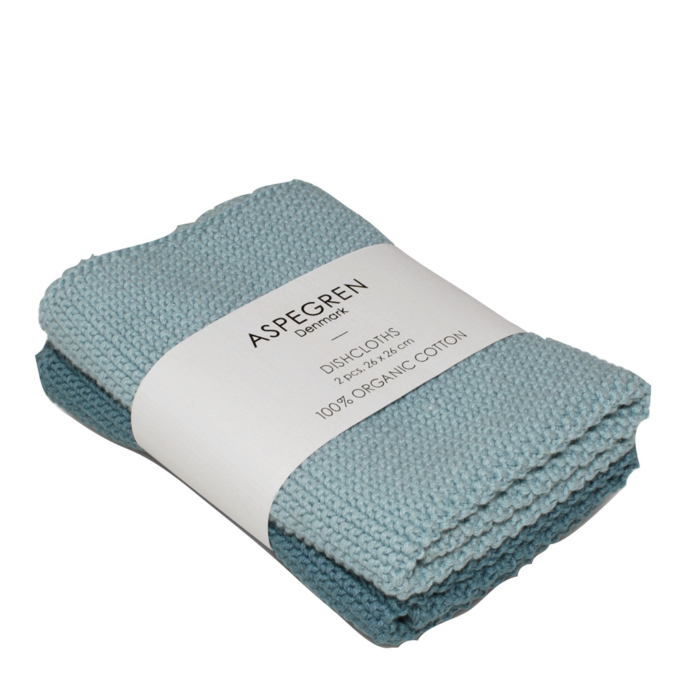 Aspegren - Solid Neulottu tiskirätti 26x26 cm 2 kpl Aqua