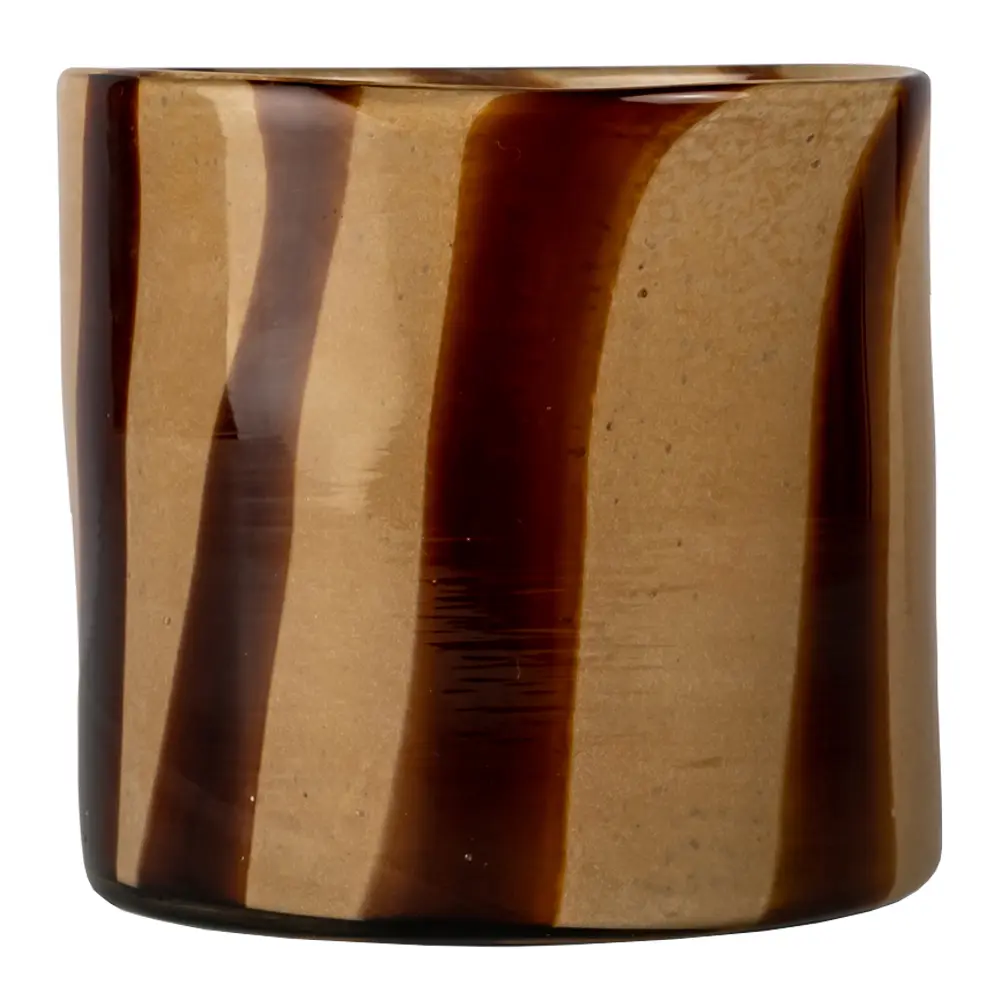Calore vase/lyslykt 15x15 cm beige/brun striper
