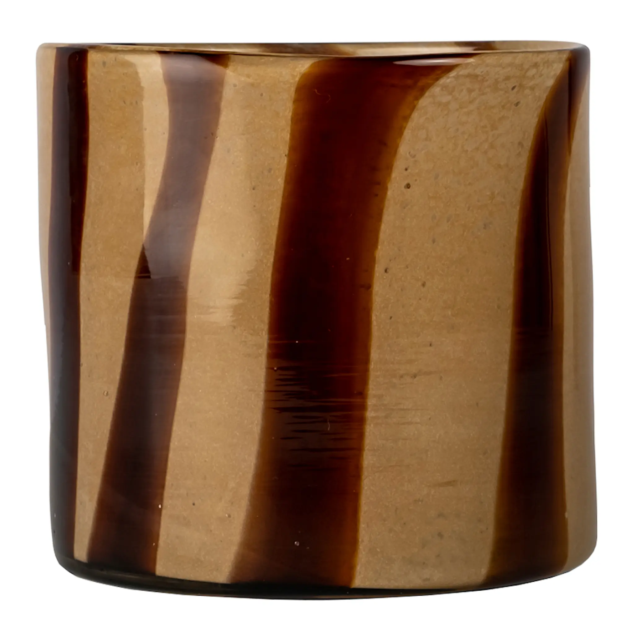 ByOn Calore vase/lyslykt 15x15 cm beige/brun striper