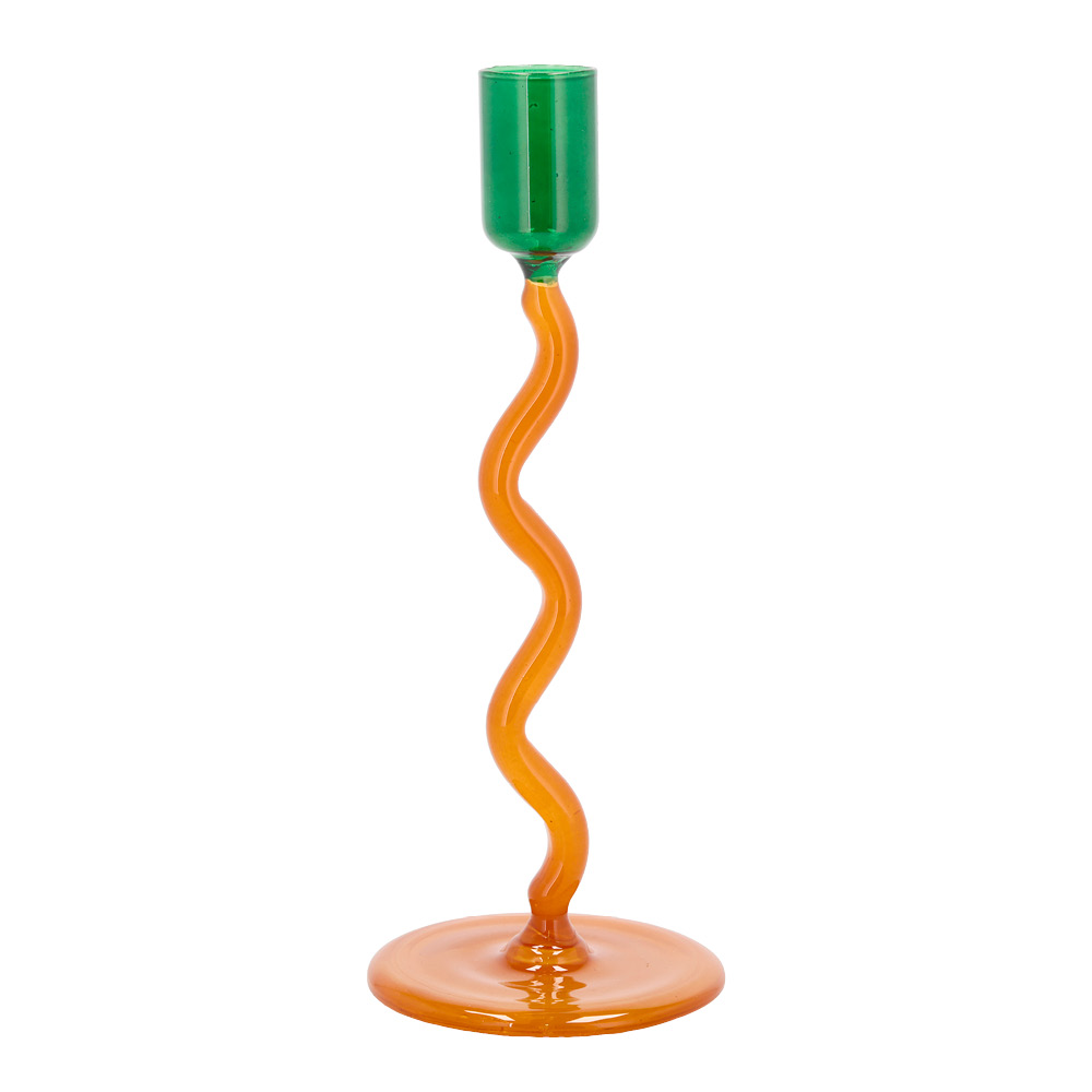 Läs mer om Villa Collection - Styles Ljusstake Glas 19,6 cm Grön/Amber