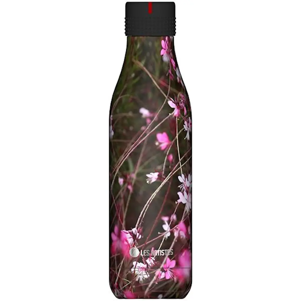 Bottle Up Design termoflaske 0,5L svart med blomster