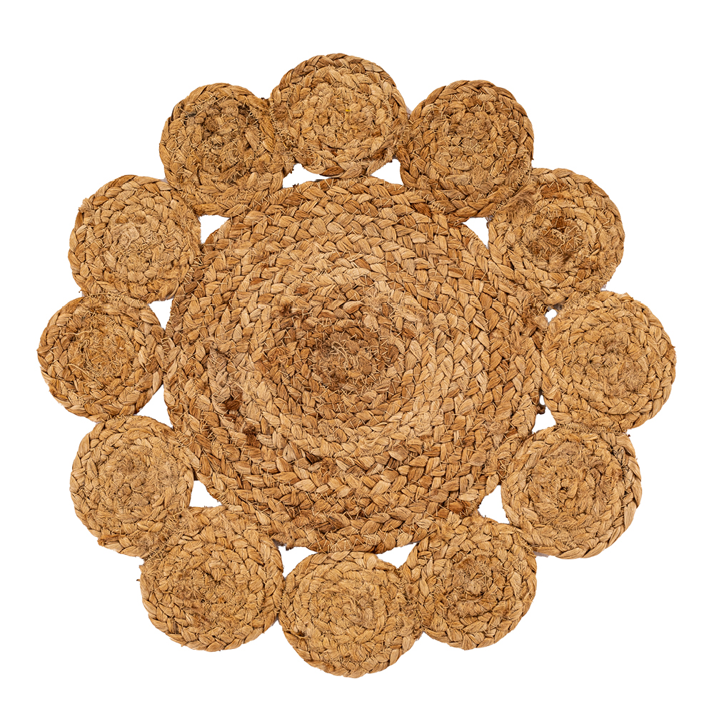 Ziczac - Jute dekkebrikke 37 cm floral natur