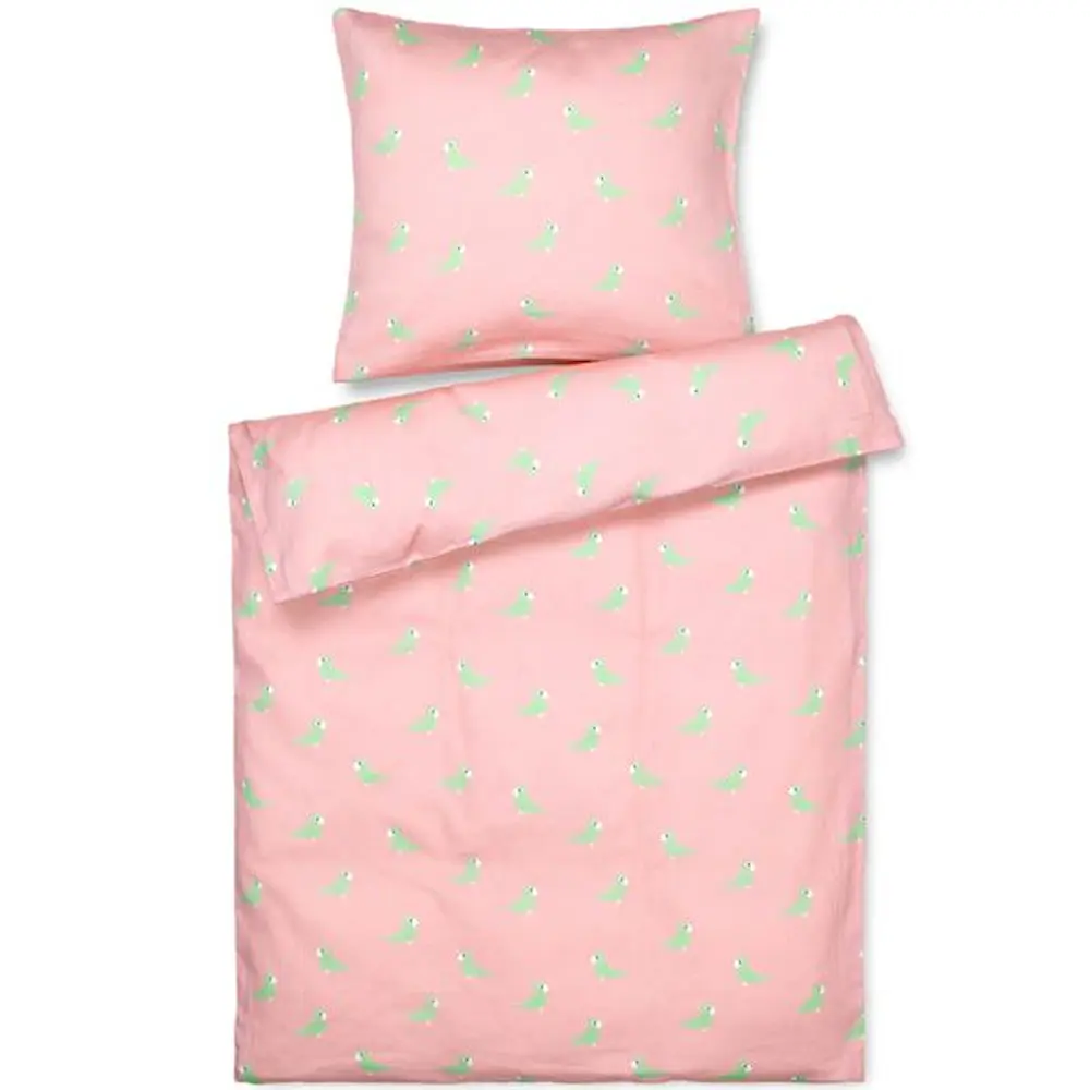 Babies sengetøysett sangfuglebaby 80x100 cm rosa