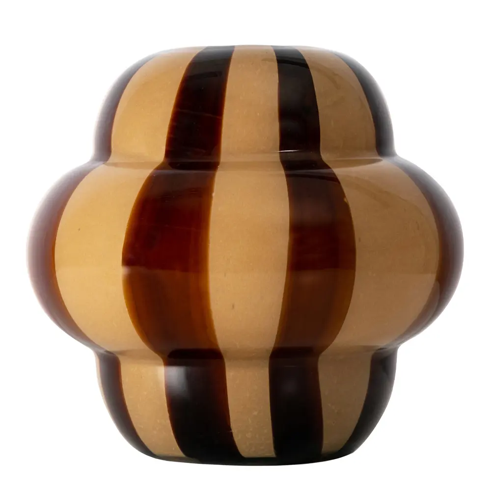 Curie vase 22 cm gul/ brun/beige stripete
