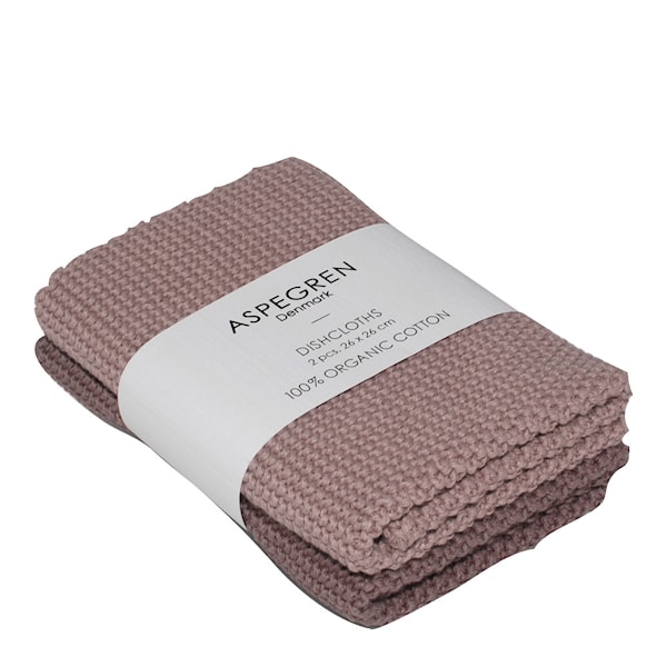 Solid disktrasa stickad 26x26 cm 2-pack mauve