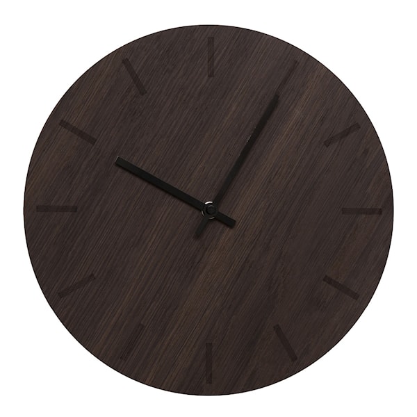 Dark Oak väggklocka 28 cm mörk ek med svart visare