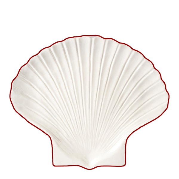 Sea collection assiett shell 16x13 cm vit/röd