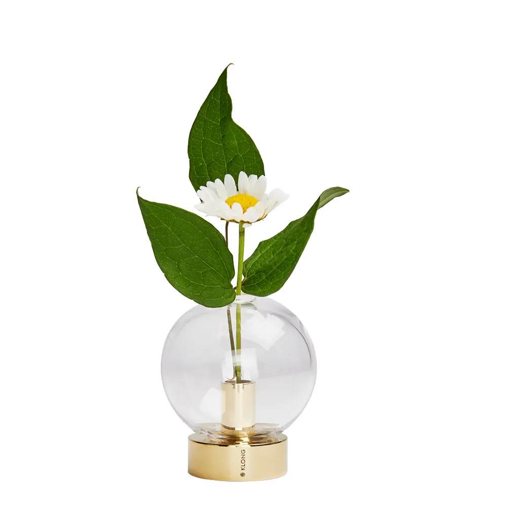 Orbis vase glass/messing 8x7 cm