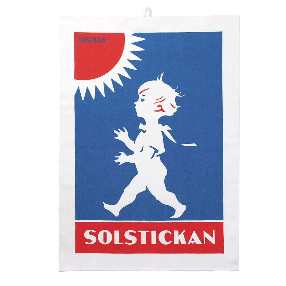 SOLSTICKAN – Handduk Halvlinne 50×70 cm Röd/Blå