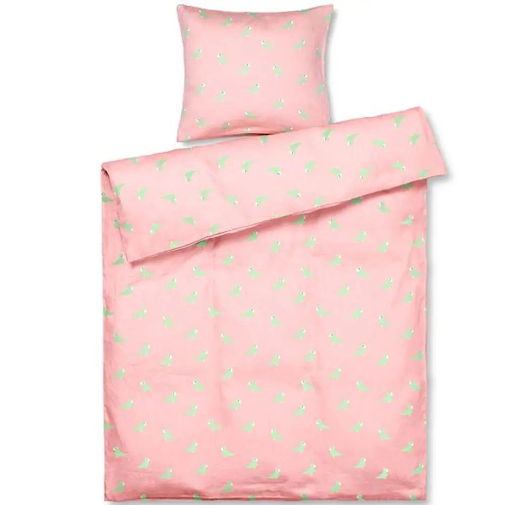 Babies sengetøysett sangfugl 100x140 cm rosa