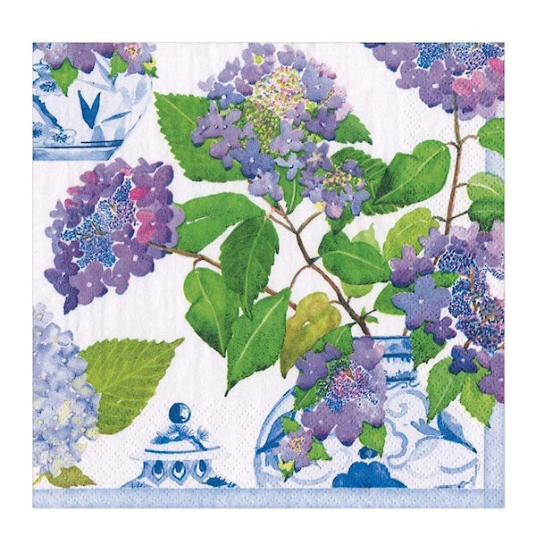 Hydrangeas and Porcelain servett 40x40 cm 20-pack lila