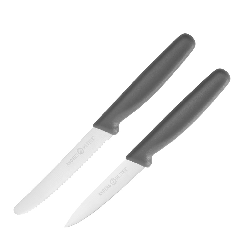 Läs mer om Anders Petter - Steel Essentials knivset 21 cm 2-pack grå