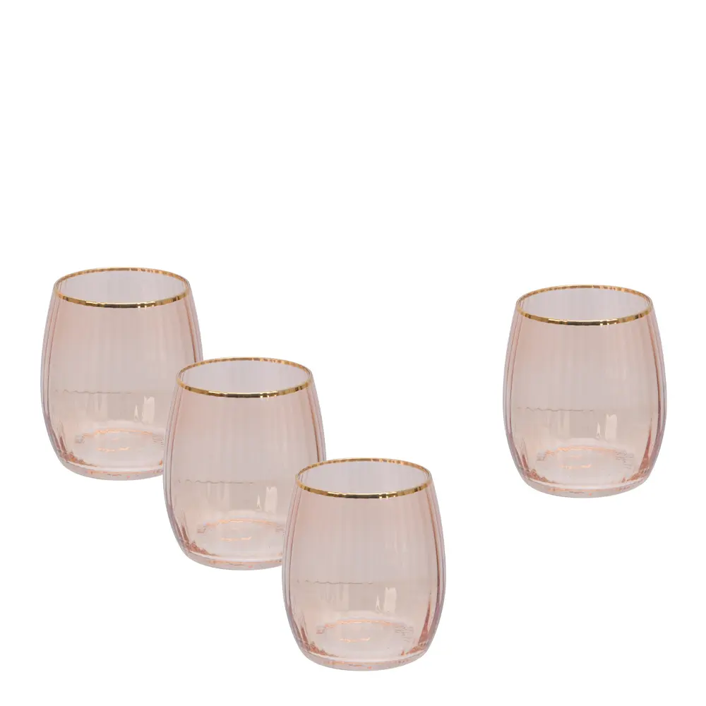 Soft pink vannglass m/riller 45 cl 4 stk