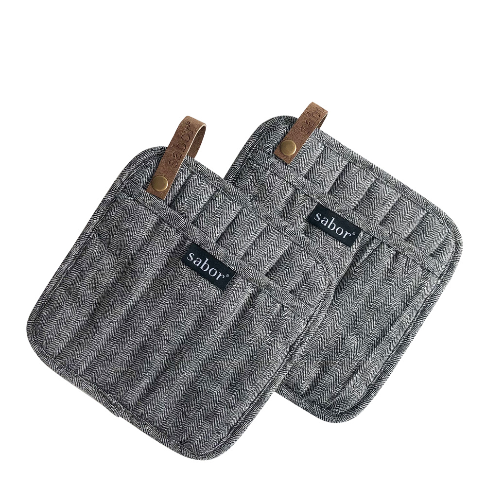 Sabor - Home Grytlapp 20x20 cm 2-pack Grå/Svart