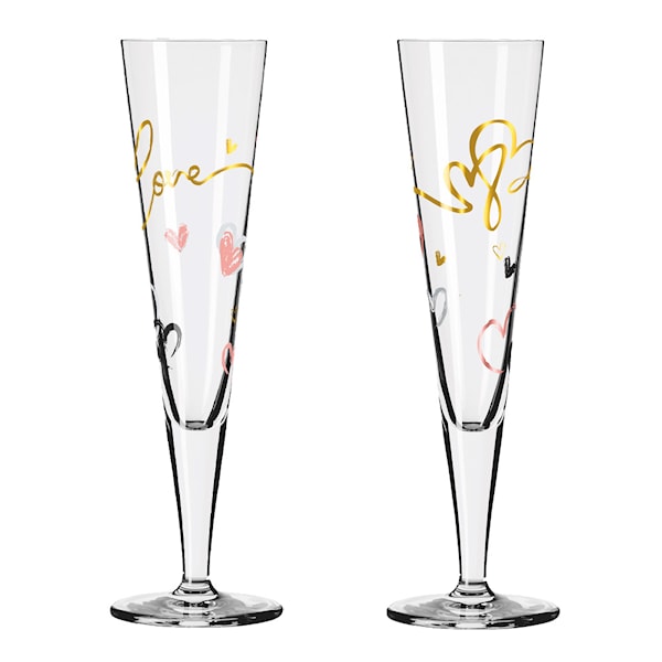 Goldnacht Champagneglas Hearts 2-pack Guld