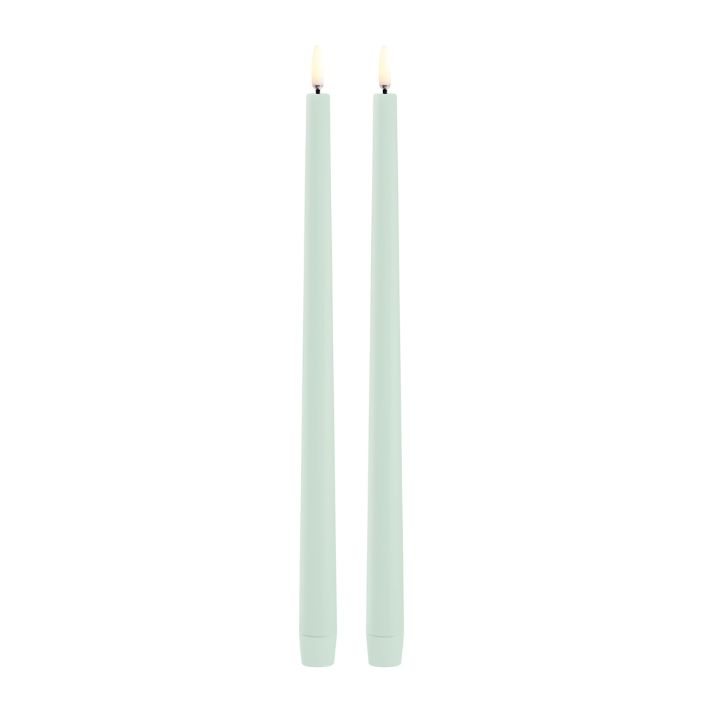 Läs mer om Uyuni Lighting - Taper Candles slim LED-kronljus 2,3x32 cm 2-pack dusty green