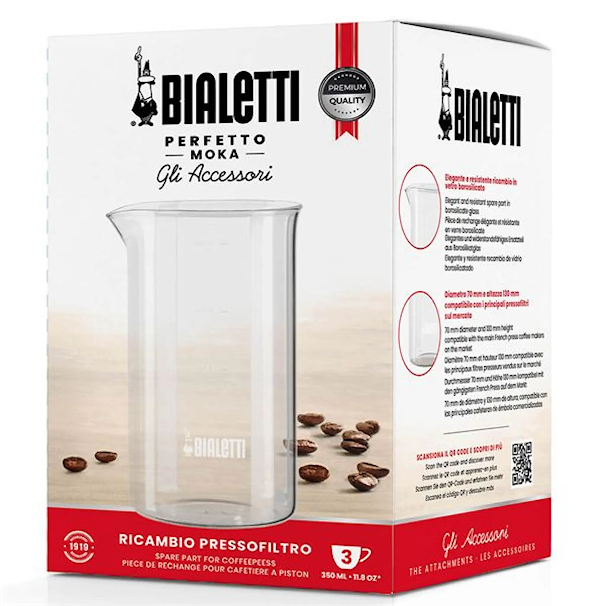 Bialetti Reserveglass til presskanne 35cl klar
