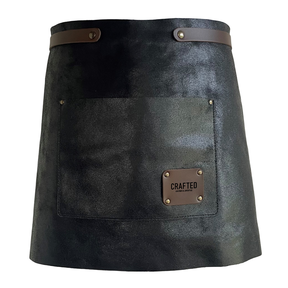 Crafted – Leather förkläde kort 65×40 cm svart