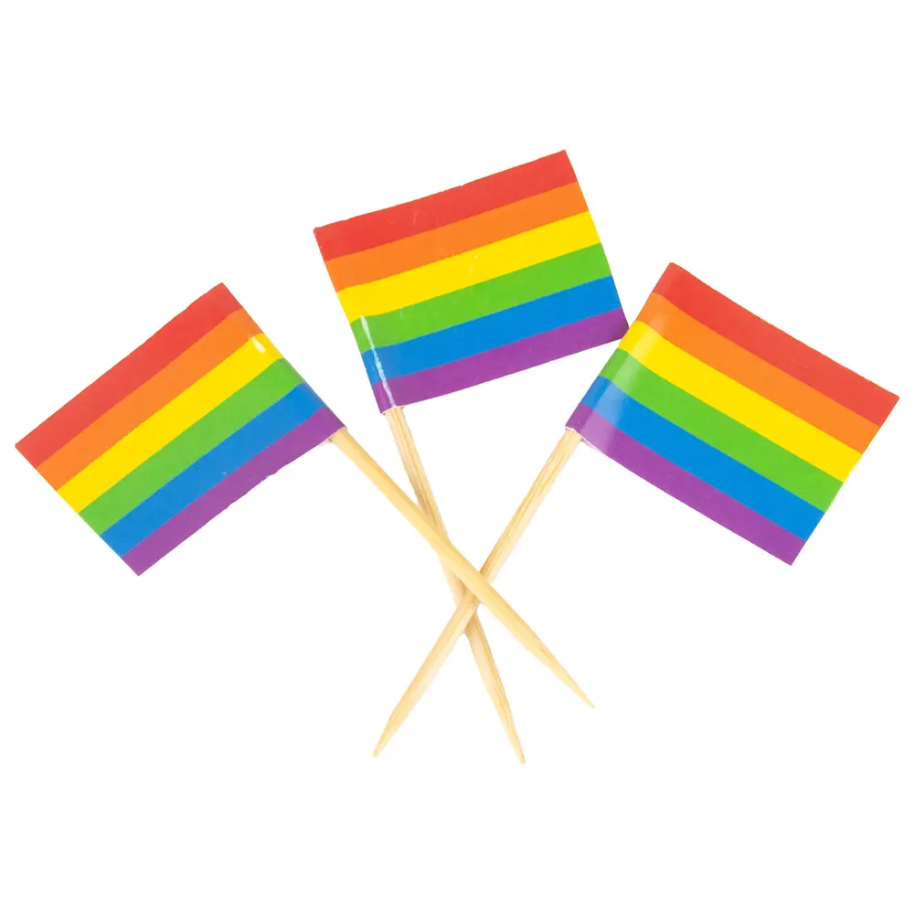 Pride flagg med trepinne 12 stk