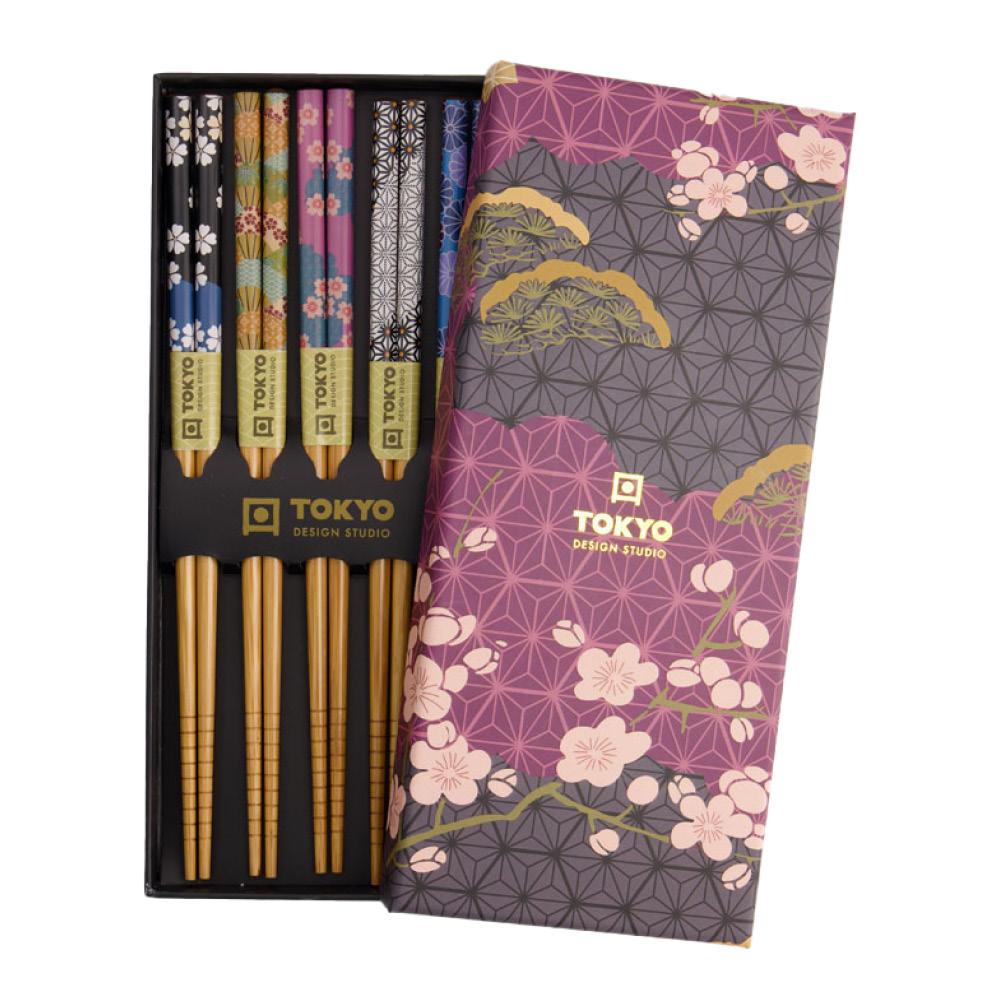 Läs mer om Tokyo Design Studio - Ätpinnar gåvoset 5-pack flowers