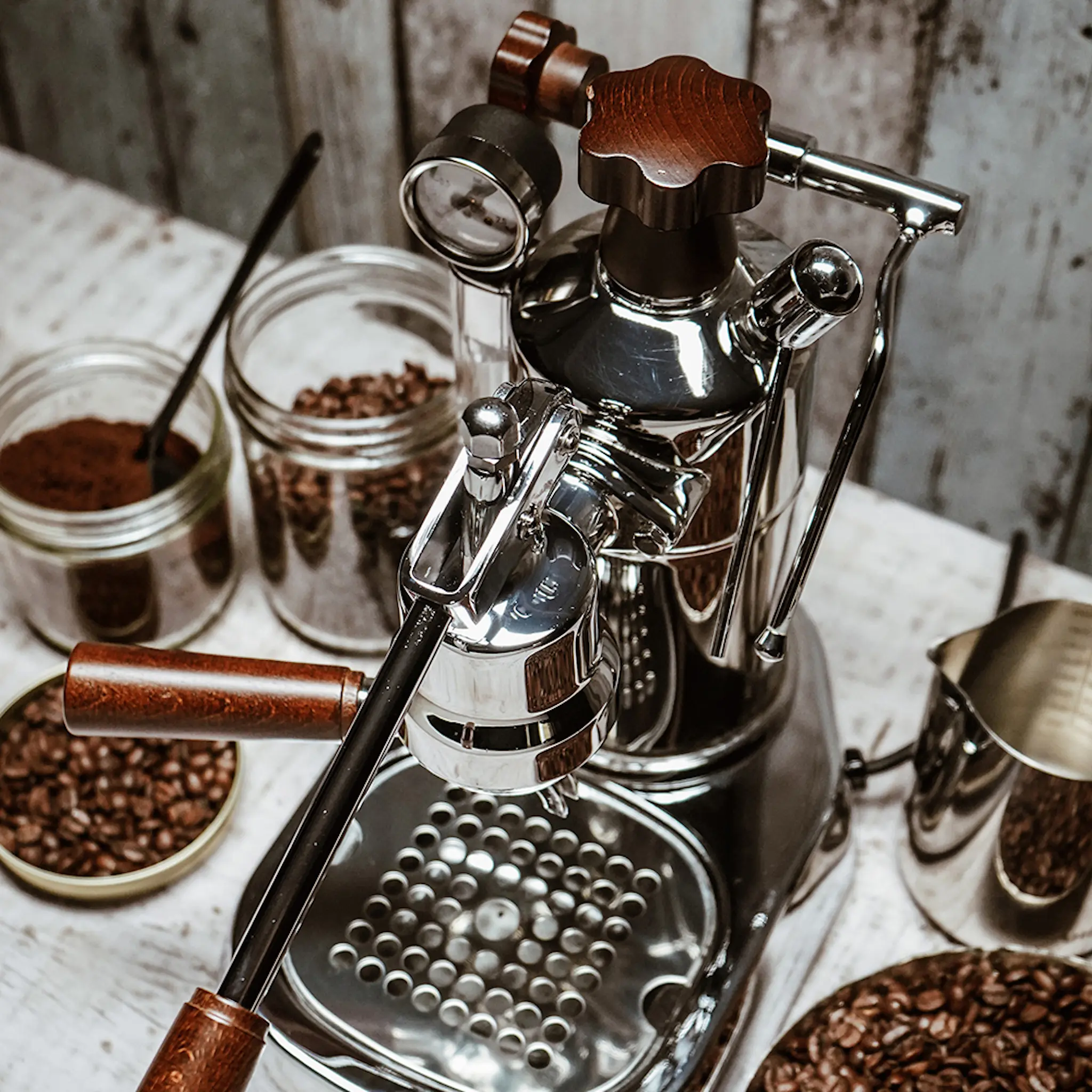 La Pavoni Professional manuell kaffemaskin m/hevearm messing/brun
