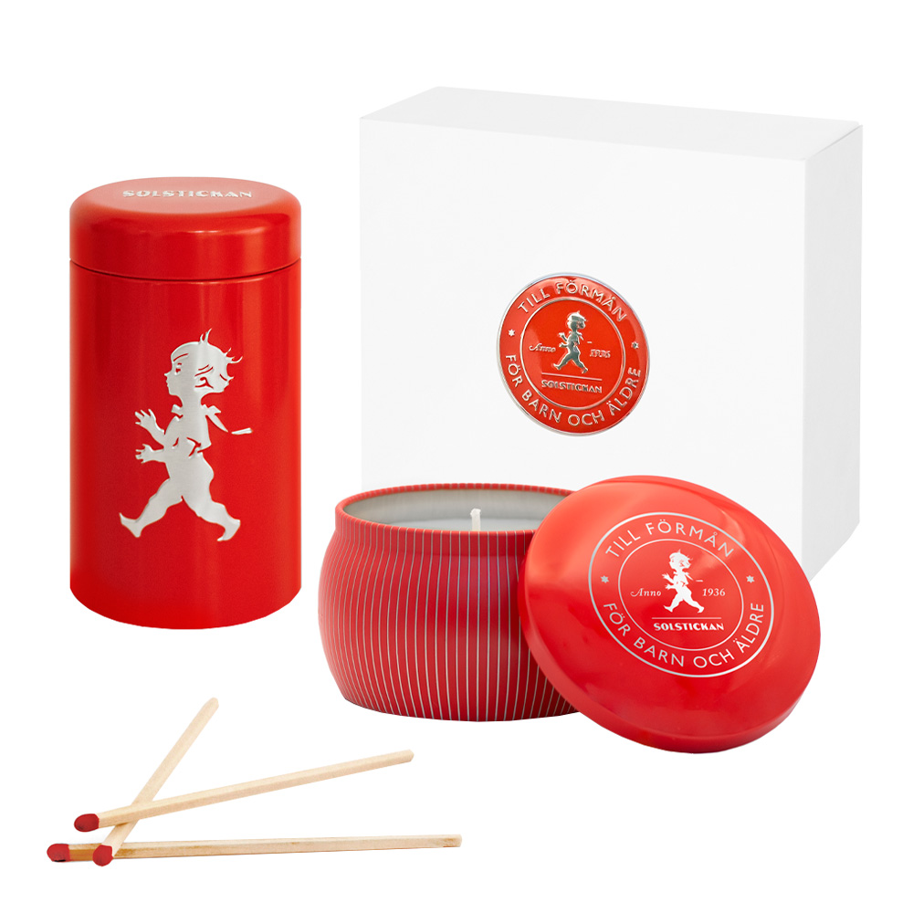 Produktfoto för Solstickan - Presentförpackning Doftljus+Tändsticksrör Kanel & Apelsin