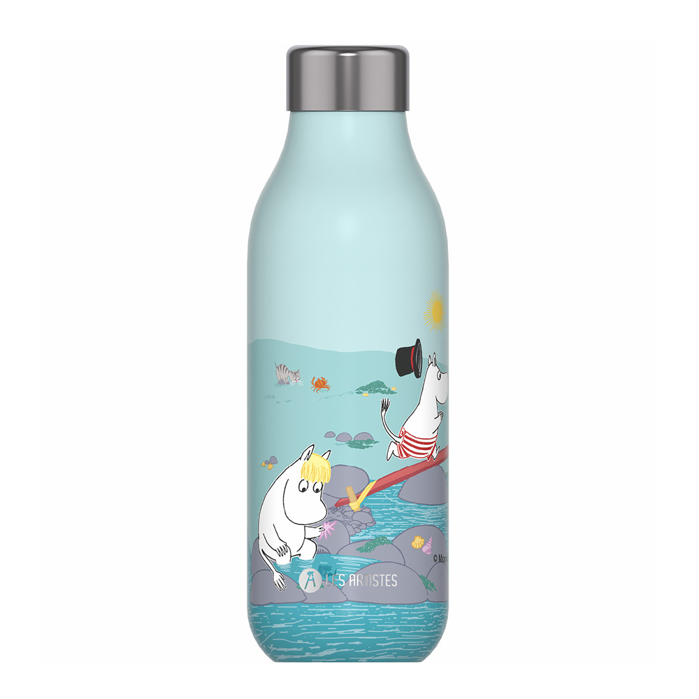 Les Artistes - Bottle Up Moomin Termospullo 0,5 L Pllaying on the beach blue