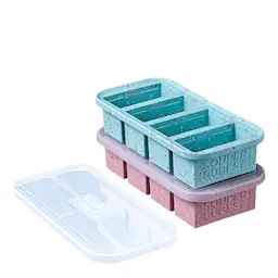 Souper Cubes Matförvaring och Lock Silikon 1-cup 4x250 ml 2-pack Blå/Röd