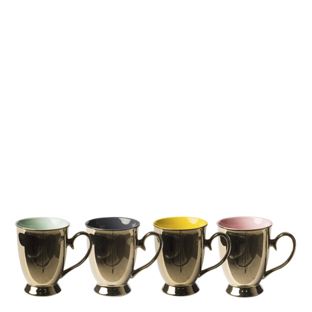 Pols Potten – Legacy Mugg 12 cm 4-pack Guld/Flerfärgad