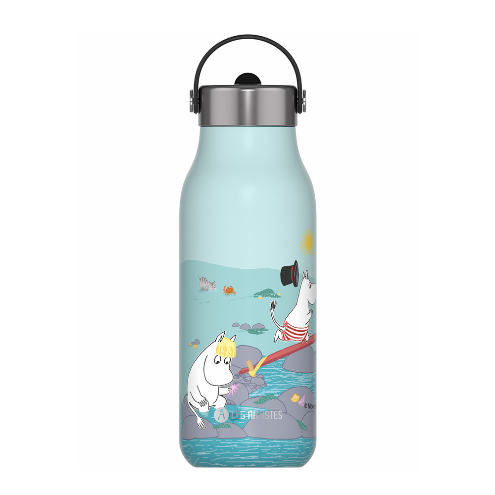 Les Artistes - Bottle Up Moomin Termospullo 1 L Playing on the beach blue