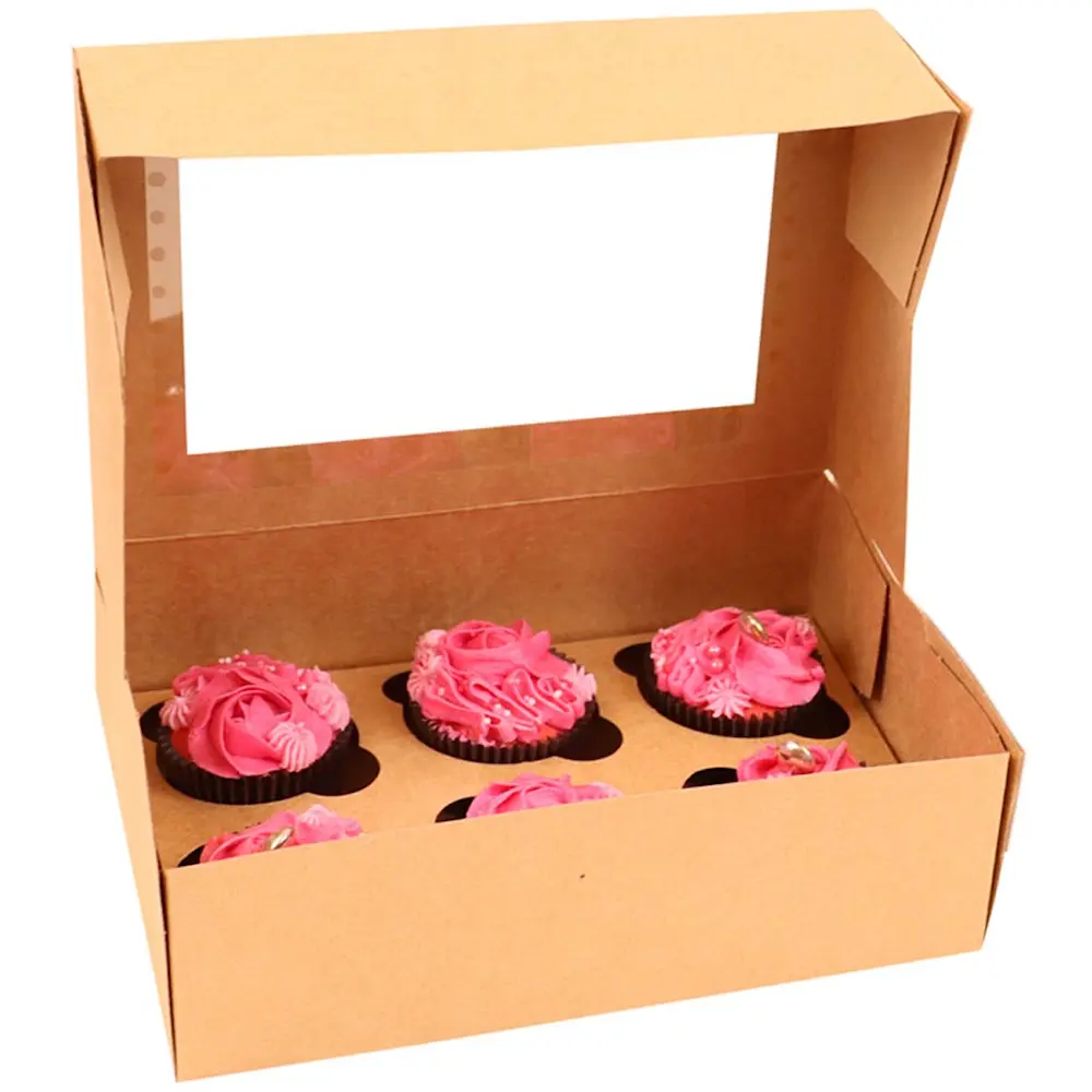Muffinsboks naturlig for 6 cupcakes/muffins 3 stk