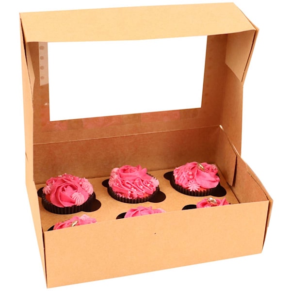 Muffinslåda Naturlig För 6 cupcakes/Muffins 3-Pack