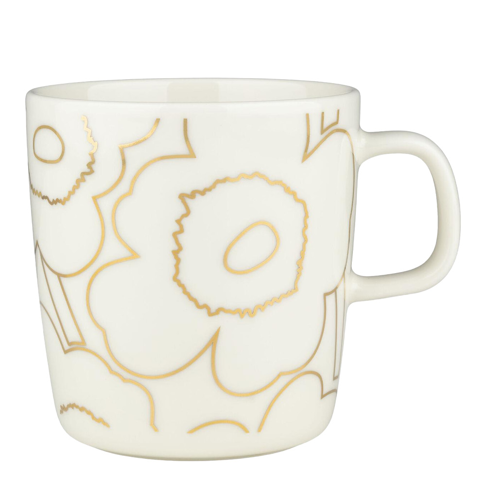 Marimekko – Oiva Piirto Unikko mugg 40 cl vit/guld