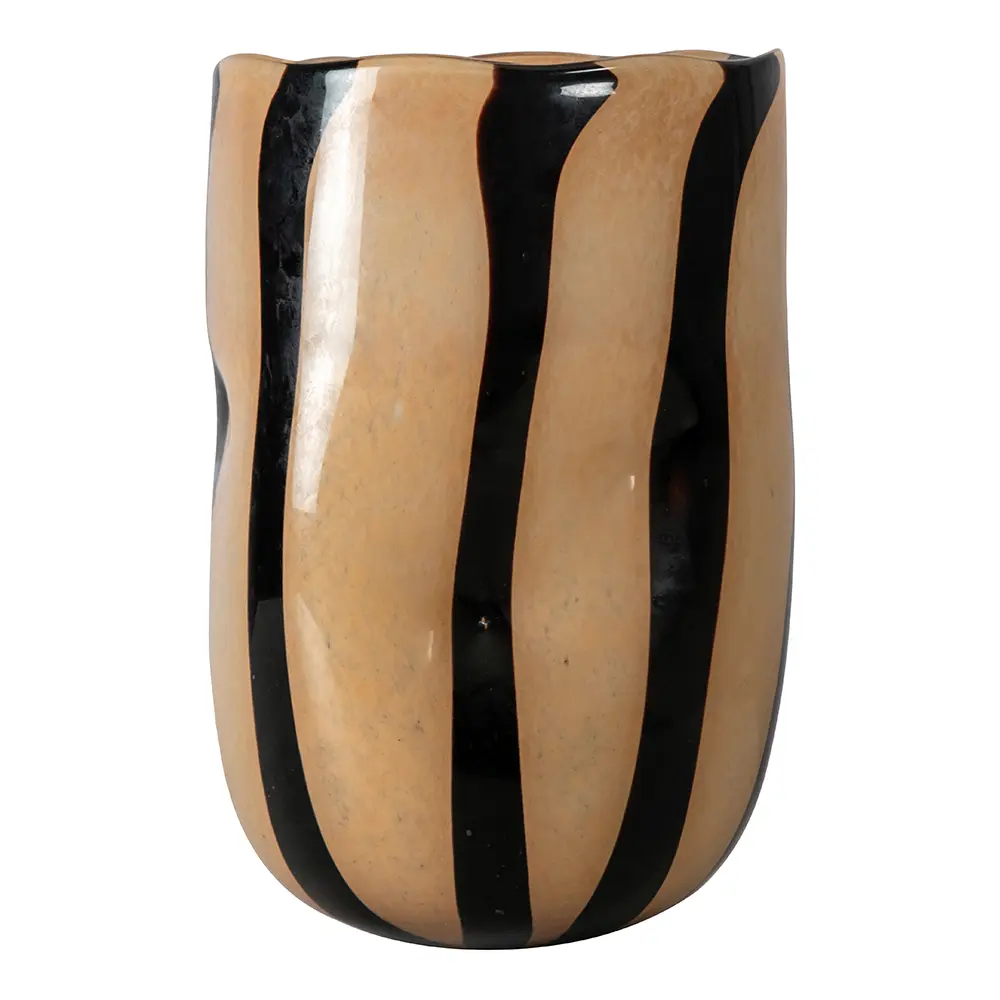 Curve vase 20x20x30 cm beige/svart stripete