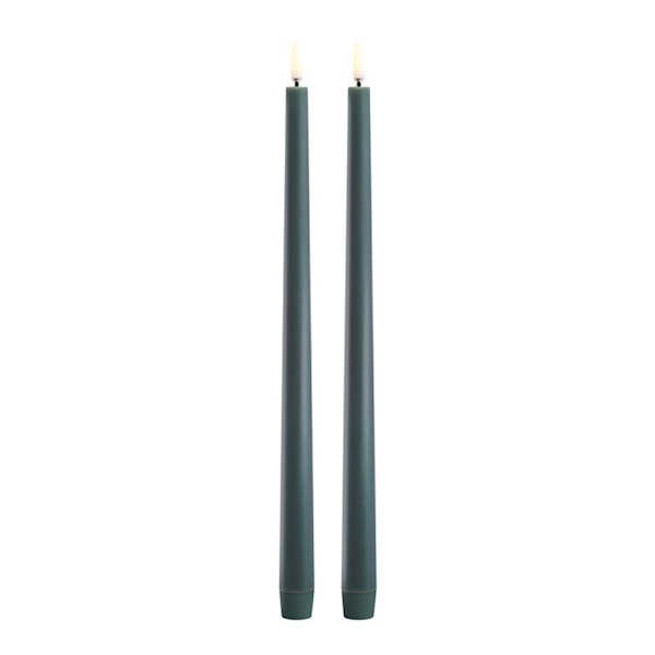 Taper Candles slim LED-kronljus 2,3x32 cm 2-pack mörkgrön