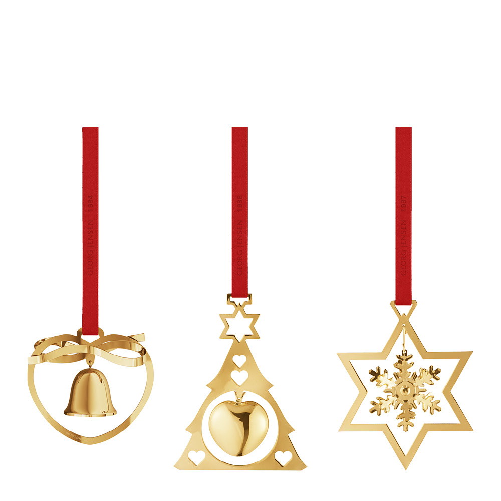 Georg Jensen – Jul 2024 ornament 3-pack hjärta gran & stjärna guld