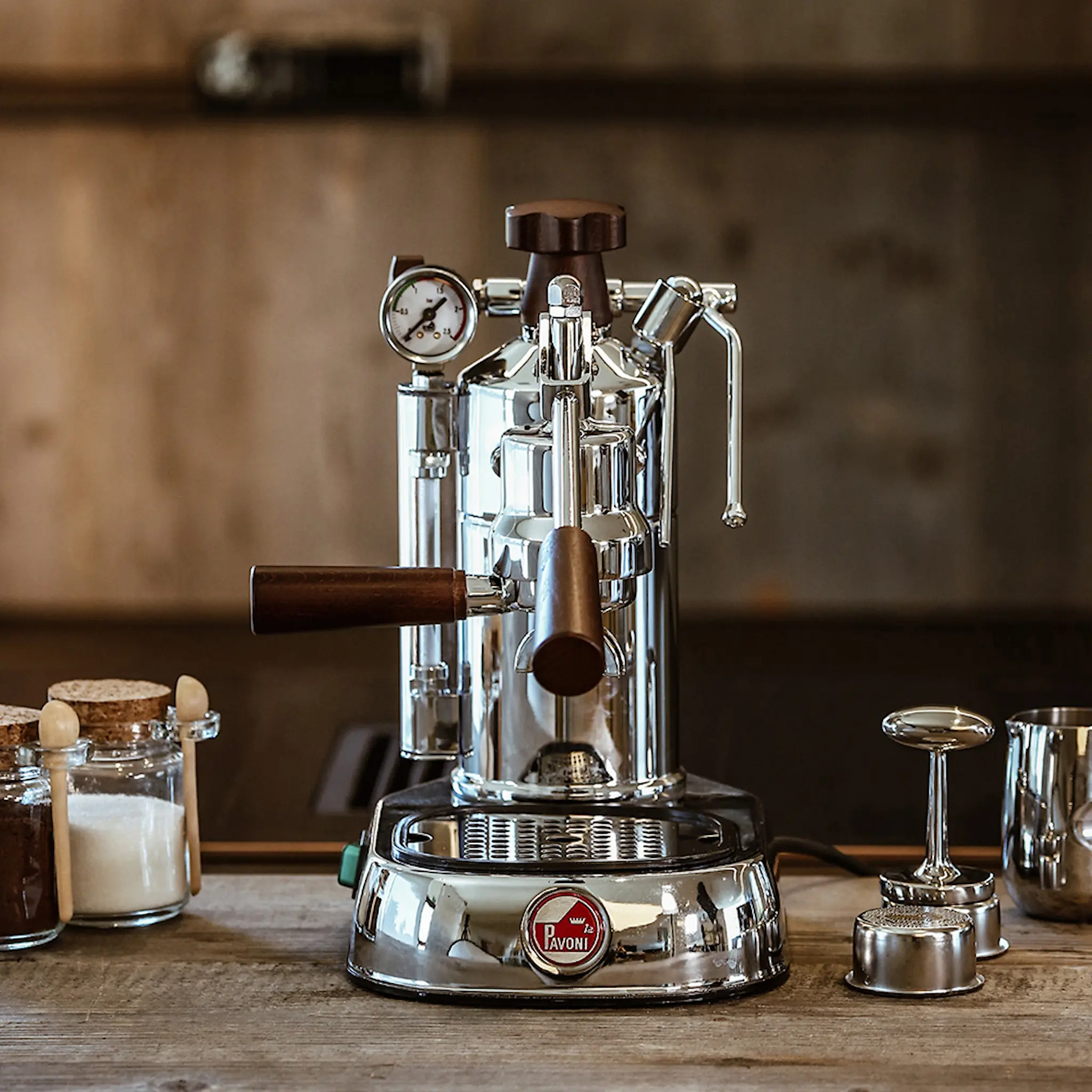 La Pavoni Professional manuell kaffemaskin m/hevearm messing/brun