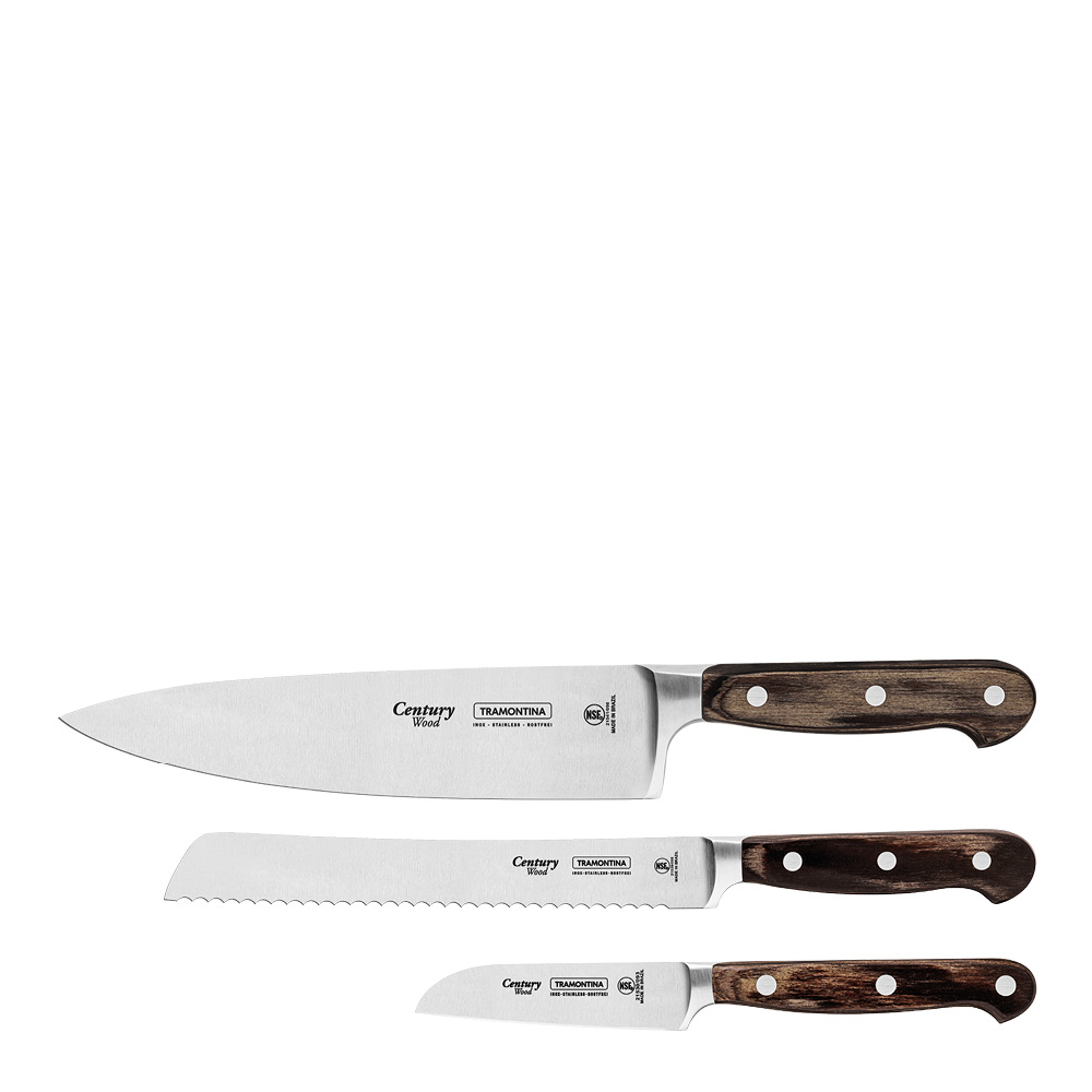 Läs mer om Tramontina - Polywood knivset 3 delar 7 cm brun