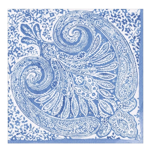 Paisley Medallion servett 33x33 cm 20-pack blå/vit