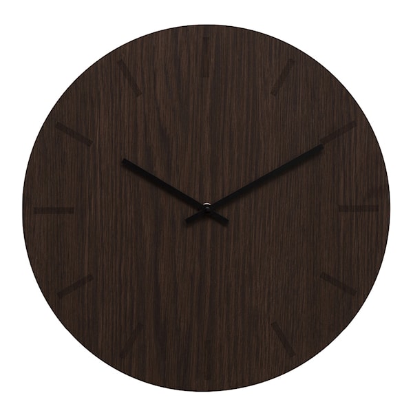 Dark Oak väggklocka 38 cm mörk ek med svart visare