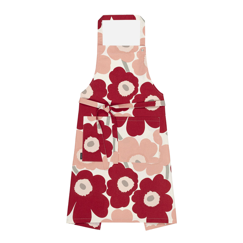 Marimekko – Pieni Unikko förkläde vit/mörk körsbär/rosa