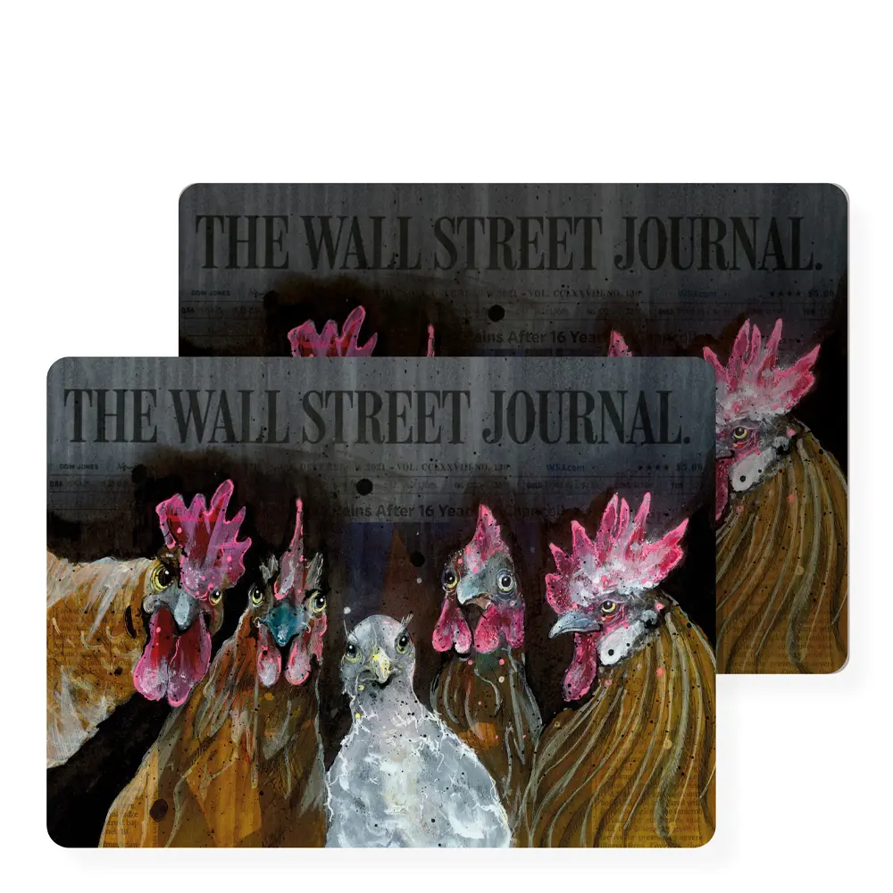 Bordbrikke Roosters of Wall Street 30x40 cm 2 stk svart