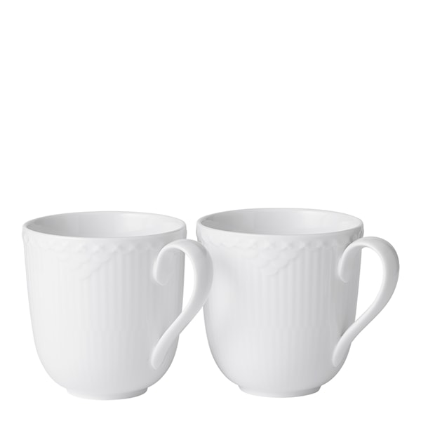 White Fluted Half Lace Mugg 37 cl 2-pack