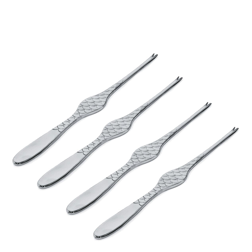 Alessi - Alessi Colombina Fish skaldjursgafflar 4-pack